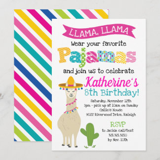 Lama-Pyjama-Geburtstags-Party Einladung