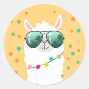 Lama Rama Aufkleber-Kuchen-Deckel-Fiesta-Alpaka Runder Aufkleber