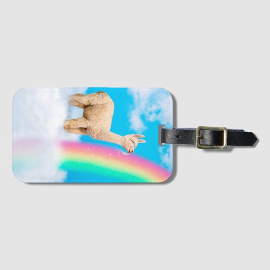 Lama-Regenbogen Gepäckanhänger (Vorderseite (Horizontal))