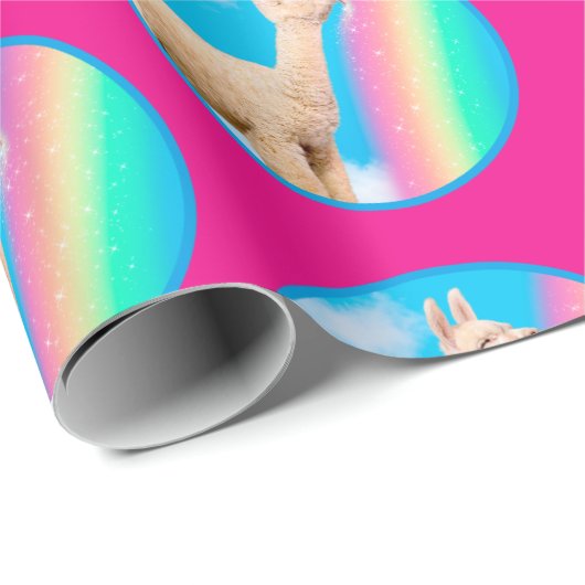 Lama-Regenbogen Geschenkpapier (Rolleneckpunkt)