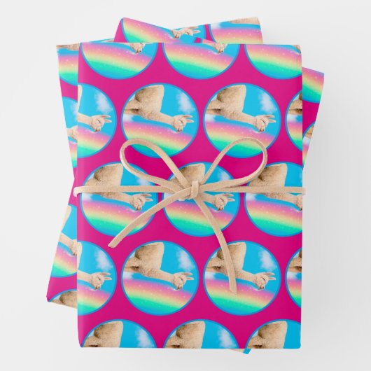 Lama-Regenbogen Geschenkpapier Set (Beispiel)