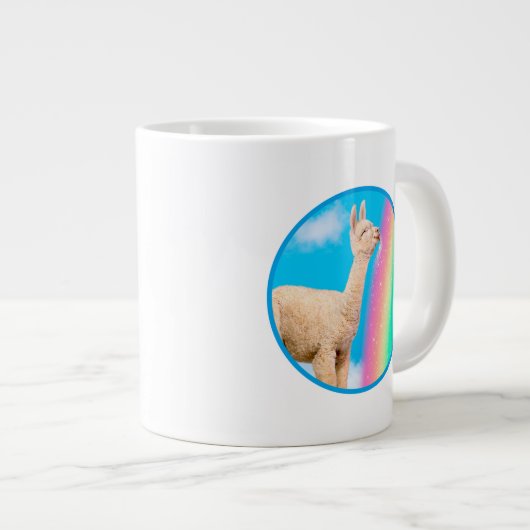 Lama-Regenbogen Jumbo-Tasse (Vorderseite Rechts)