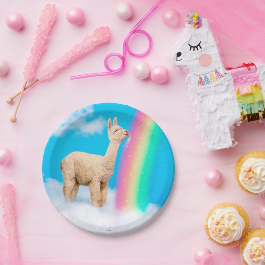 Lama-Regenbogen Pappteller (Party)