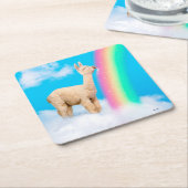 Lama-Regenbogen Rechteckiger Pappuntersetzer (angewinkelt)