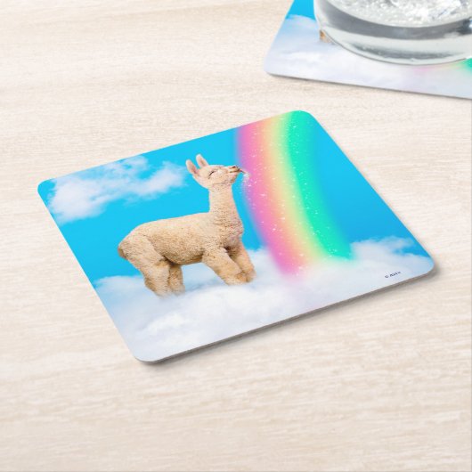 Lama-Regenbogen Rechteckiger Pappuntersetzer (angewinkelt)