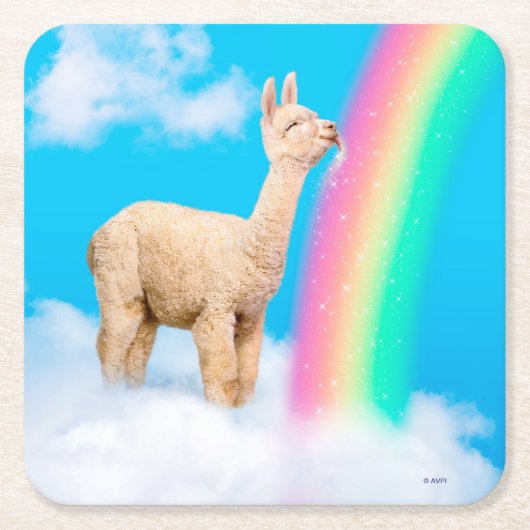 Lama-Regenbogen Rechteckiger Pappuntersetzer (Vorderseite)