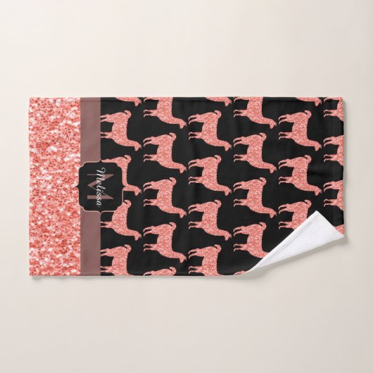 Lama-Rosa Korallen Glitzer Glitzern Muster Monogra Badhandtuch Set (Handtuch)