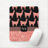 Lama-Rosa Korallen Glitzer Glitzern Muster Monogra Mousepad (Mit Mouse)