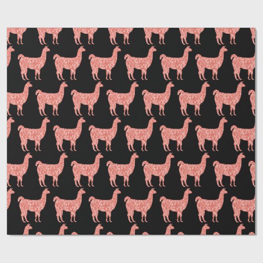 Lama-Rosa Korallen Glitzer Glitzern Muster schwarz Geschenkpapier (Flach)