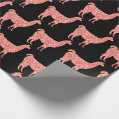 Lama-Rosa Korallen Glitzer Glitzern Muster schwarz Geschenkpapier (Ecke)