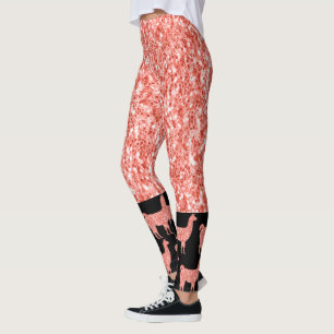 Lama-Rosa Korallen Glitzer Glitzern Muster schwarz Leggings