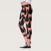 Lama-Rosa Korallen Glitzer Glitzern Muster schwarz Leggings (Links)