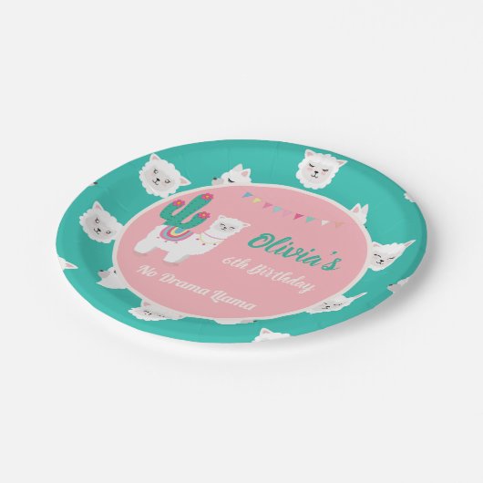 Lama-rosa Pappteller (Schrägansicht)