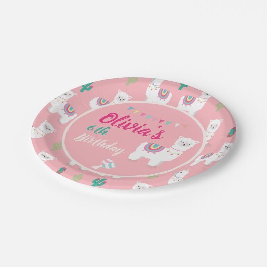 Lama-rosa Pappteller (Schrägansicht)