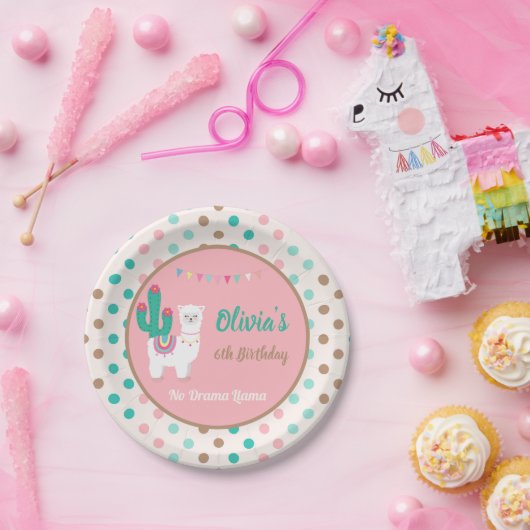 Lama-rosa Pappteller (Party)