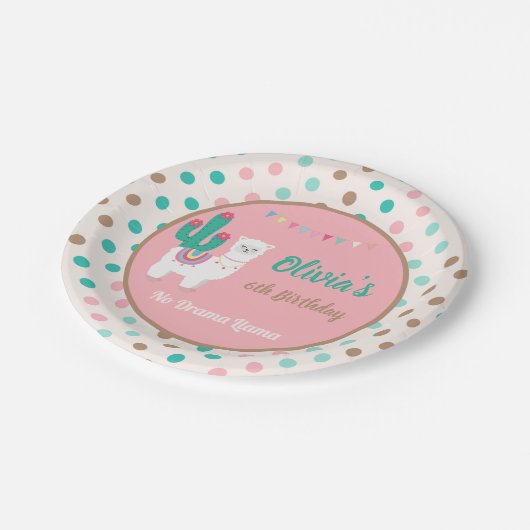 Lama-rosa Pappteller (Schrägansicht)