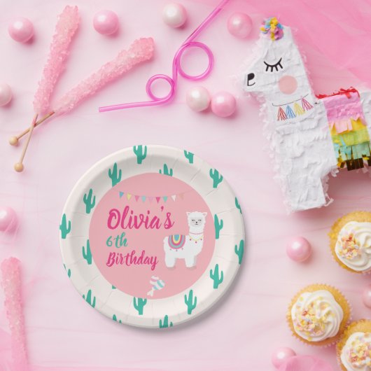 Lama-rosa Pappteller (Party)