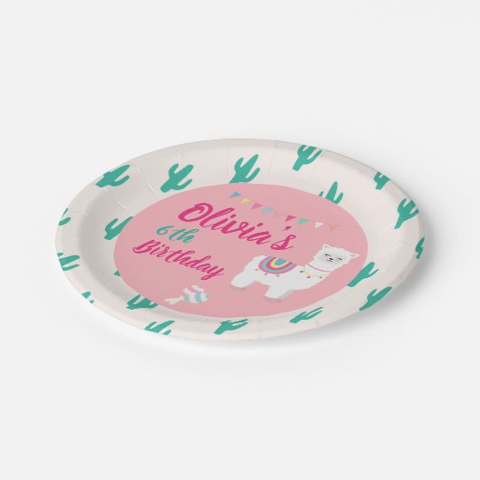 Lama-rosa Pappteller (Schrägansicht)