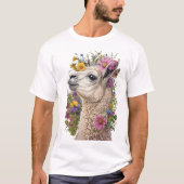 Lama-Seitenprofil mit lebendiger Blüte T-Shirt (Vorderseite)