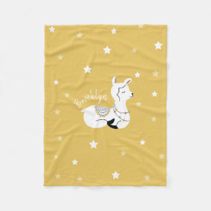 Lama Stars Personalisiert Gelbes Fleece Blanken