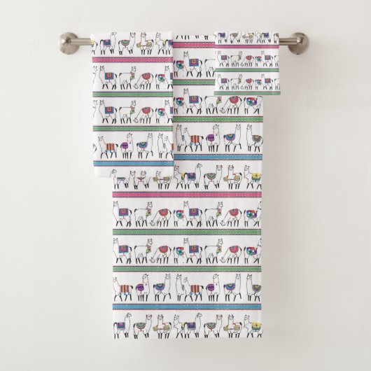 Lama-Streifen-Muster Badhandtuch Set (Insitu)