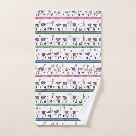 Lama-Streifen-Muster Badhandtuch Set (Handtuch)