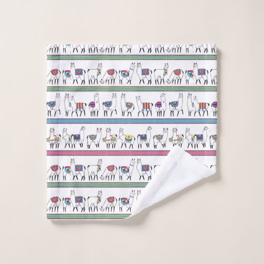 Lama-Streifen-Muster Badhandtuch Set (Waschlappen)