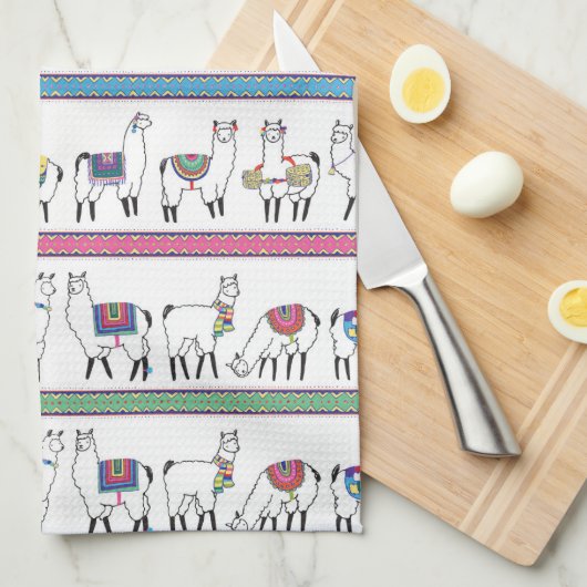 Lama-Streifen-Muster Geschirrtuch (Viertel Falte)