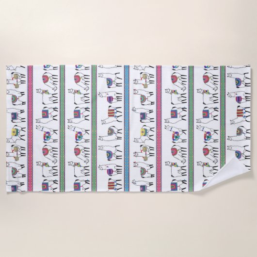 Lama-Streifen-Muster Strandtuch (Vorderseite)