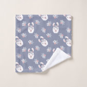 Lama-u. Blumen-Muster Badhandtuch Set (Waschlappen)