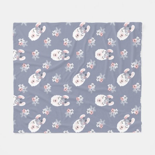 Lama-u. Blumen-Muster Fleecedecke (Vorderseite (Horizontal))