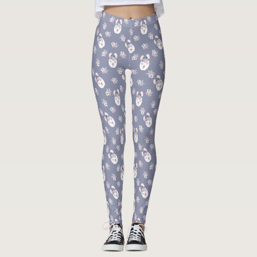 Lama-u. Blumen-Muster Leggings (Vorderseite)