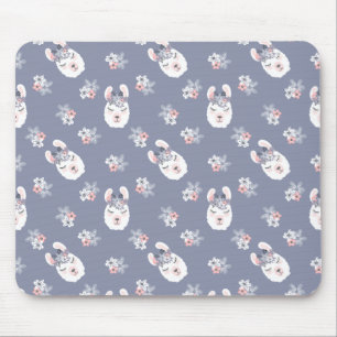 Lama-u. Blumen-Muster Mousepad