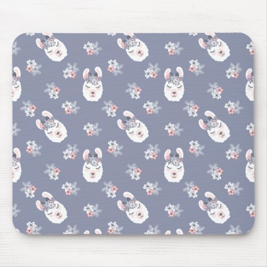 Lama-u. Blumen-Muster Mousepad (Vorne)