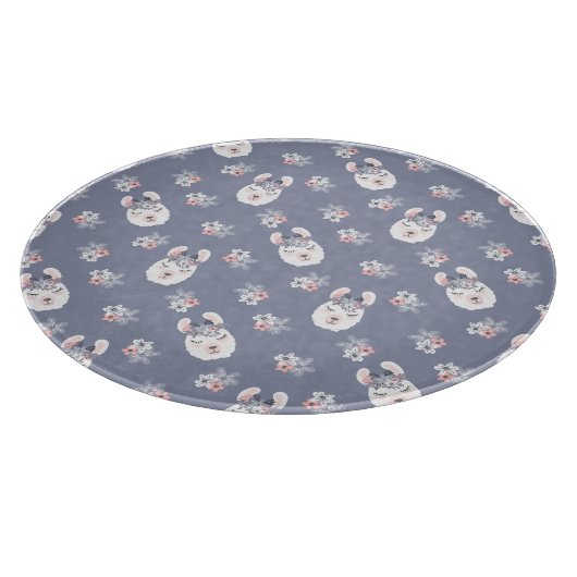 Lama-u. Blumen-Muster Schneidebrett (Ecke)