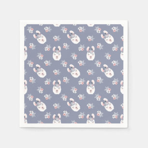 Lama-u. Blumen-Muster Serviette