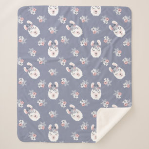 Lama-u. Blumen-Muster Sherpadecke