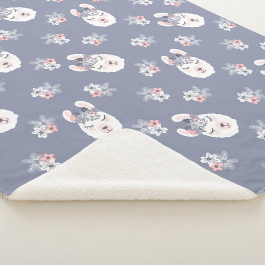 Lama-u. Blumen-Muster Sherpadecke (3/4)