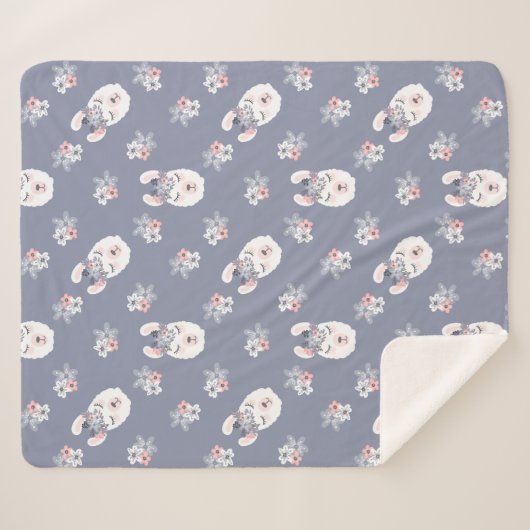 Lama-u. Blumen-Muster Sherpadecke (Vorderseite (Horizontal))