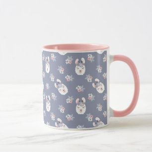 Lama-u. Blumen-Muster Tasse