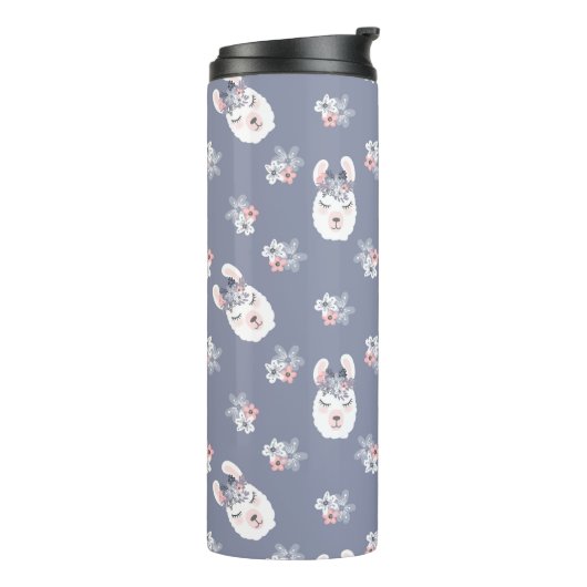 Lama-u. Blumen-Muster Thermosbecher (Nach links gedreht)