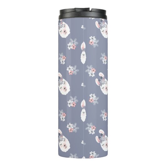 Lama-u. Blumen-Muster Thermosbecher (Rückseite)