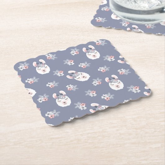Lama-u. Blumen-Muster Untersetzer (angewinkelt)
