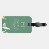 Lama-u. Kaktus-Muster-rosa u. grünes Monogramm Gepäckanhänger (Rückseite horizontal)