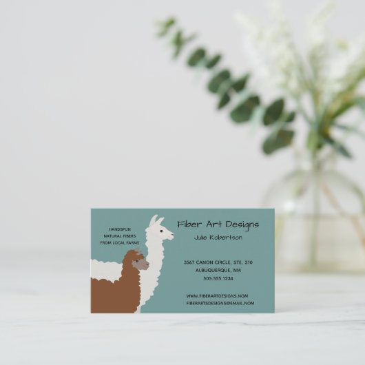 Lama und Alpaka-Garn doppelseitig Visitenkarte (Stehend Vorderseite)