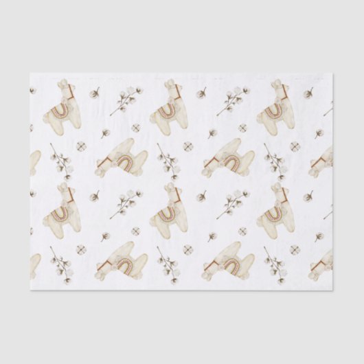 Lama- und Baumwollboho-Design Seidenpapier (Vorderseite)