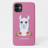 Lama und Blume auf Rose Case-Mate iPhone Hülle (Rückseite)