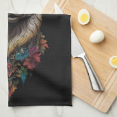 Lama- und Blume-Portrait, Geschirrtuch (Viertel Falte)