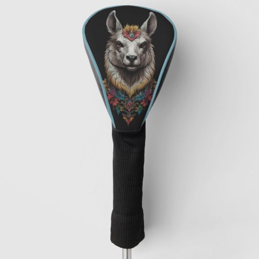 Lama- und Blume-Portrait, Golf Headcover (Vorderseite)