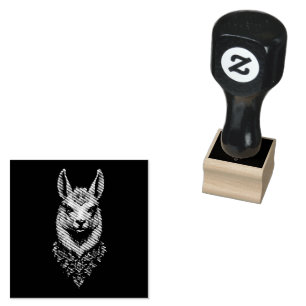 Lama- und Blume-Portrait, Gummistempel